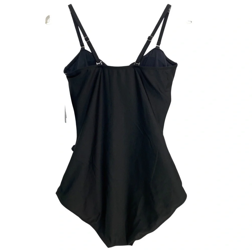Smismivo Black One-Piece Ruched Swimsuit Size Large NWT